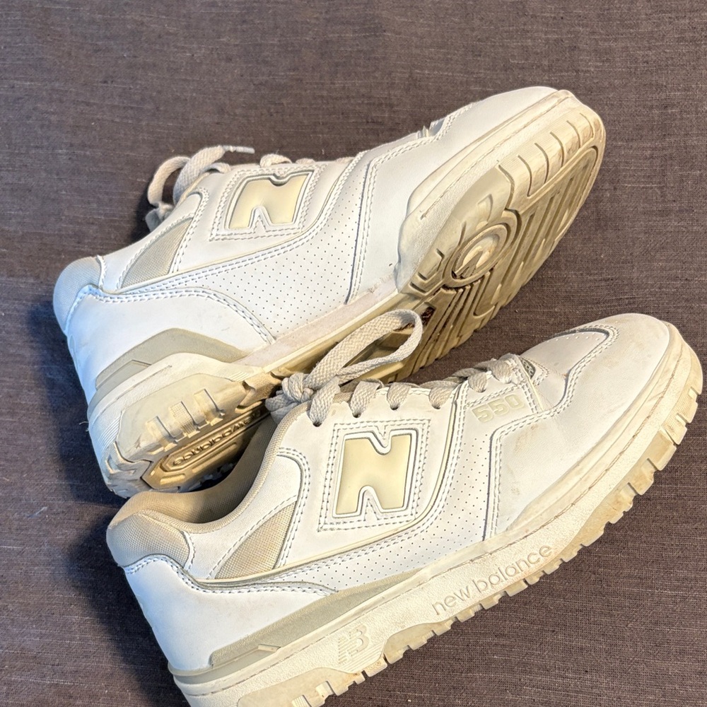 New Balance Cream/White 550 Low-Top Sneakers
